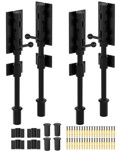 Image of 10 inch Barrel Bolt Latch, Heavy Duty Slide Bolt Gate Latch, 304 Stainless Steel Thickened Metal Gate Locks for Outdoor Fence, Shed, Wooden Gate, Barn, Patio, Courtyard (Black - 4pcs(10inch))