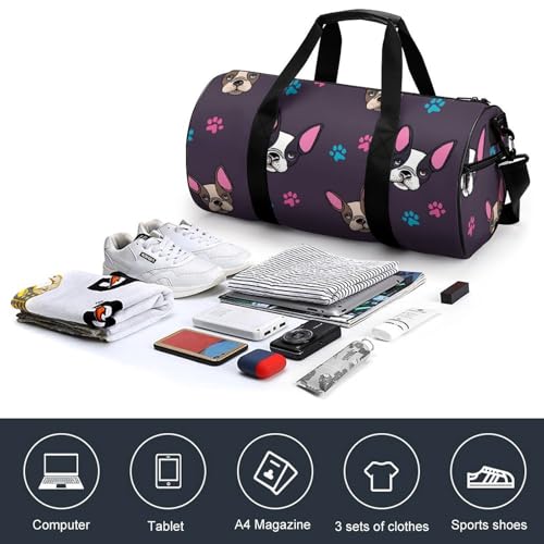 Sac de sport bouledogue 45x23x23cm pour gym et voyage