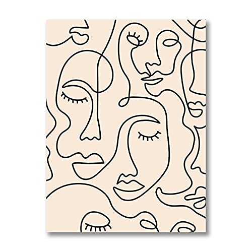 Affiche minimaliste visage femme 70x100cm peinture sur toile moderne pour decoration salon