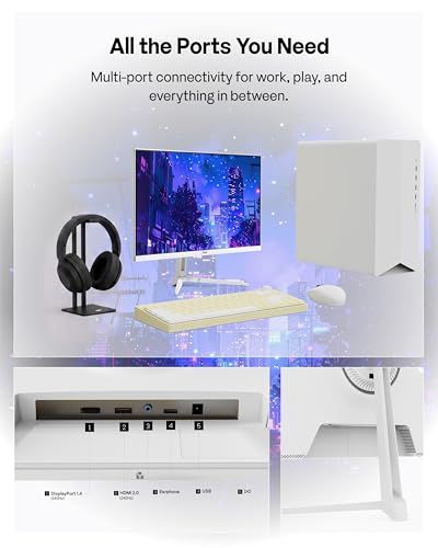 Image of Pixio PX249 Wave White 24 inch 240Hz Refresh Rate FHD 1080p Resolution Fast IPS Panel 1ms GTG Response Time Built-in Speakers Gaming Monitor with Adaptive Sync