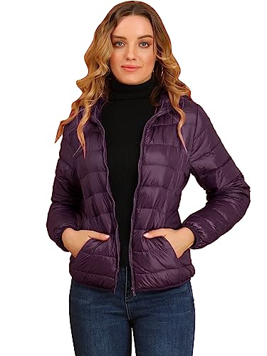 Veste légère à capuche femme manche longue coupe-vent violet Small