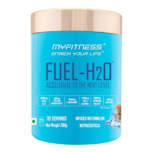 Image of Myfitness Fuel H2O Pre Workout For Men & Women | Non Caffeine Pre Workout Powder | Preworkout Supplement 300g (Infused Watermelon)