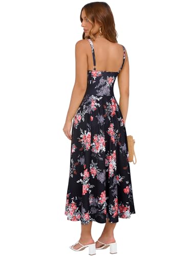 Image of YIOYOLA Corset Dress for Women Casual Tea Party Summer Wedding Guest Flowy Midi Sundress