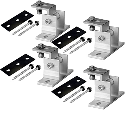 Avoltik 4 Stück Solarpanel Halterung Dachhaken PV Aufständerung für die Befestigung Dach Wand Boden Solarmodul, variabel verstellbar pv modul halterung für Solarpanel zur Montage von Photovoltaik Cover