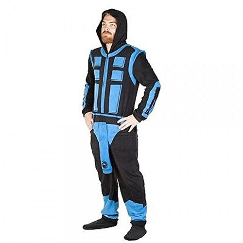 Licensed Mortal Kombat Sub-Zero Adult Size Union Suit Costume Polyester Pajamas (Medium), Blue