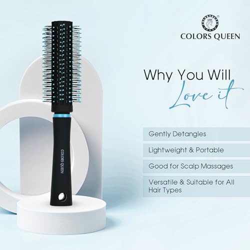 Image of Round Hair Brush with Strong & Flexible Bristles Having Anti-static ball Tips | Blow Dryer Hair Brush for Quick Curls, Waves | Hair Brush for Men & Women