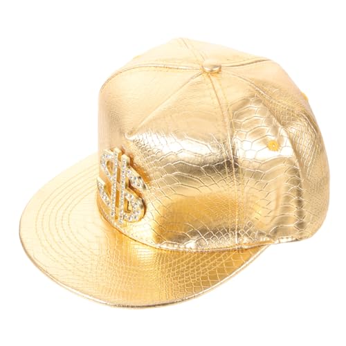 Casquette de baseball imperméable visière plate ajustable en matière PU