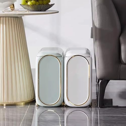 Caneca de basura con ruedas color blanco forma cilíndrica miniatura 5