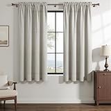 MRTREES Cortinas Lino Natural 2 Piezas, Cortinas Dormitorio Cortas con Rod...