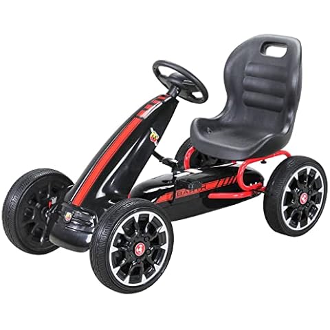 Actionbikes Motors GoKart Abarth FS595 - Pedalfahrzeug Go Kart - Mit Handbremse - Geschlossener Kettenkasten - Sitz für 1 Person - Eva-Vollgummireifen - Kinderfahrzeug - Von 4-10 Jahre (Schwarz) Cover