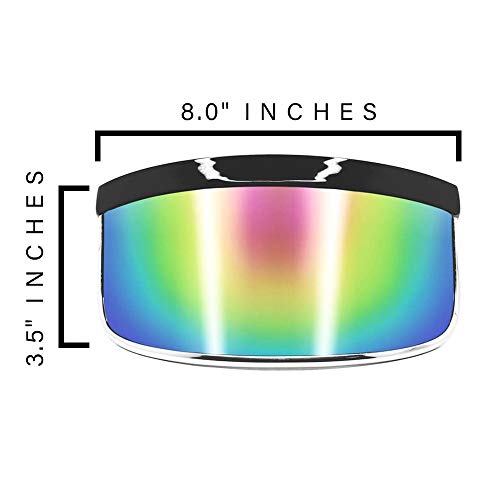 Glofx Visor Sunglasses - Rainbow Mirror - Oversized Flat Top Futuristic Face Shield Mono Galactic Invader Sunglasses #TOP5