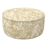 LVTXIII Inflatable Stool Ottoman Footrest with Handle, Decorative Fade-Resistant Foot Stool, Indoor or Outdoor Pouf for Home Garden and Camping Use, 21x21x9, Tropical Leaf Oat