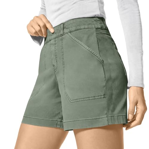 Generic Women Stretch Twill Shorts Summer Casual Bermuda Shorts Pull On Chino Shorts Elastic Waist Stretchy Denim Shorts - Image 4