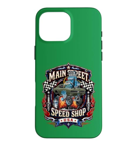 Main Street Speed Shop USA �z�b�g���b�h �}�b�X���J�[ �f�U�C�� �X�}�z�P�[�X iPhone 16 Pro Max �p