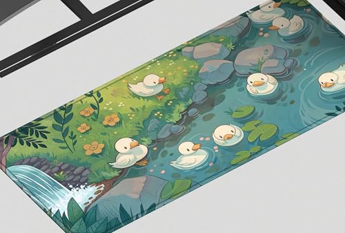 Image of Duck Crossing Premium Desk Mat | Anti-Skid | Anti-Slip | 80 x 30 cm | Laptop Mat for Work from Home /Office /Gaming- Extended Mouse pad and Keyboard Desk mat