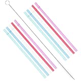 UTHCLO 25 piezas Pajitas Reutilizables Largas para Bebidas con Brillo Pajitas de Jugo con Cepillo de Limpieza Coloridas y Resistentes Aptas para Vasos y Botellas