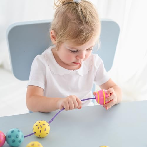 Image of Edushape Sensory Beads Connecting Toys for Baby - Large Textured Solid Color Pop Beads for Toddlers 1-3, 2-4, 4-6 Years and Up - Lacing Beads Enhances Motor Skills, Tactile Senses for Kids