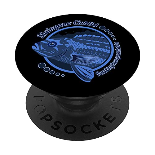 Maingano Cichlid Lake Malawi Mbuna Aquarium Fish Keeper PopSockets Swappable PopGrip, Black