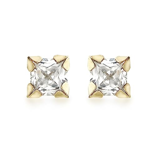 Boucles d'oreille en or jaune 375 et oxydes scintillants de 3 mm