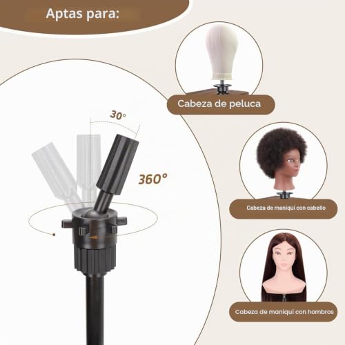 Soporte para peluca y trípode de cabeza de entrenamiento de metal 6