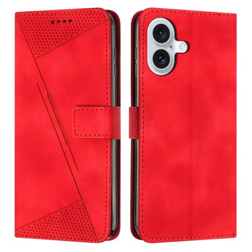 Étui iPhone 16 Plus évitant les rayures grâce au rabat portefeuille rouge