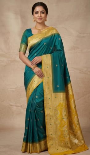 Generic yellow kanjivaram silk saree – image 2