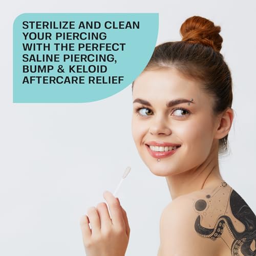 Base Labs Anti-Keloid Tupfer Piercing Pflege | Tupfer zur Wunddesinfektion von Piercings | Sanfte Sterile Kochsalzlösung zur Wundversorgung von Ohren-, Nasen-, Nabel- und Körperpiercings | 40 Tupfer