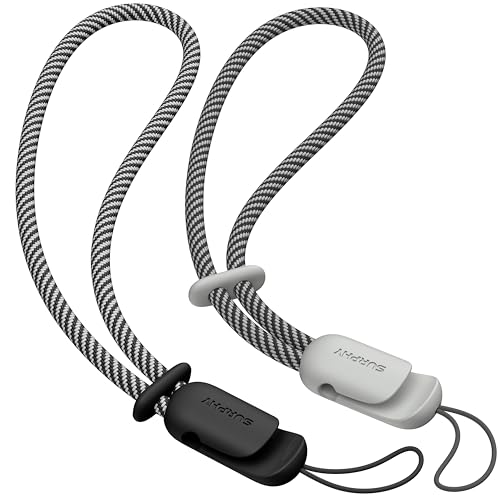 Image of SURPHY 2 Pack Phone Lanyard, Phone Wrist Strap for Case, Camera Wrist Strap | Ultra-Light 2-Color Braided Phone Strap, Cellphone Charm Strap, Anti-Lost Wrist Lanyard for Women and Men, Black Gray