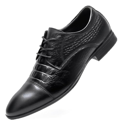 Men's Leather Oxford Shoes Lace Up and Slip-On Elegant Formal Dress Shoes for Weddings and Meetings