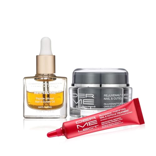 Dermelect Cuticle Care Must-Haves 3 Piece Set - Protect & Prolong Top Coat with Keratin, Rejuvenail Fortifying Nail & Cuticle Treatment, Repairs Damaged Nails and Cuticles, Restores Moisture