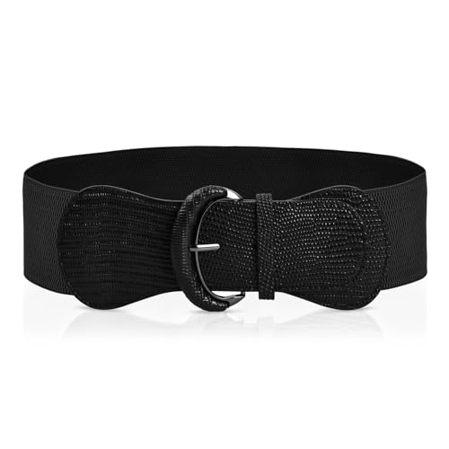 Ceinture Elastique Femme Taille Grande, Idéale pour Robes, Combinaisons, Manteaux - Noir