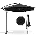 Best Choice Products 10ft Offset Hanging Market Patio Umbrella w/Easy Tilt Adjustment, Polyester Shade, 8 Ribs for Backyard, Poolside, Lawn and Garden - Black