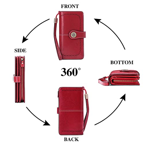 Sendefn Wallets For Women Genuine Leather Credit Card Holder With Rfid Blocking Large Capacity Wristlet #TOP3