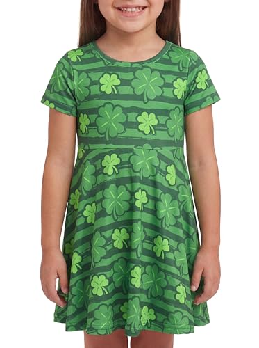 Image of Unique Baby Girls' Short Sleeve Everyday Printed Dresses for Kid and Toddler, Sizes 2T-12Y