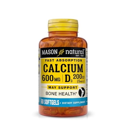 MASON NATURAL Fast Absorption Calcium with Vitamin D3 - Strengthens Muscle Function, Supports Healthy Bones and Overall Health, 60 Softgels