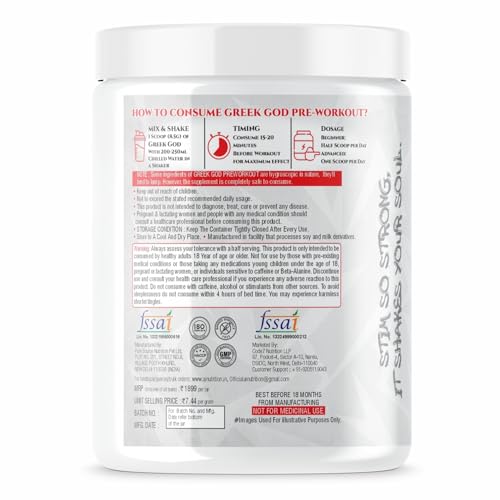Image of Greek God Pre Workout | Extreme High Stim | 200mg Caffeine, 3000mg Beta-Alanine, 1000mg Citrulline, Black Pepper Extract | Explosive Energy & Focus