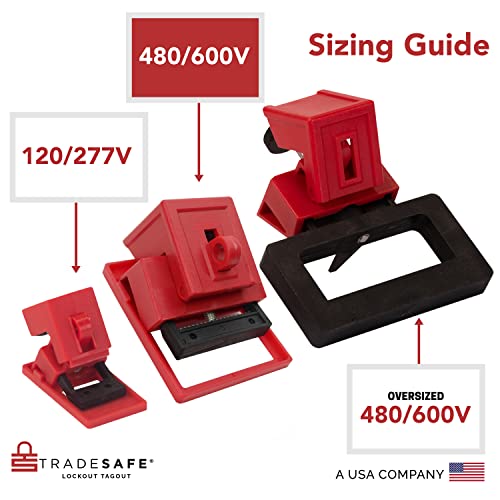 Tradesafe Circuit Breaker Lockout Device, 3 Pack, 480/600 Volt, Clamp-On Breaker Lock Out Device, Osha Compliant, Premium Grade, Large #TOP4
