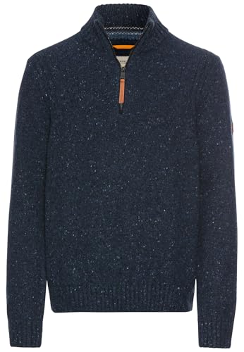 camel active Herren Troyer Pullover aus einem Wollmix Nachtblau, Menswear-XL