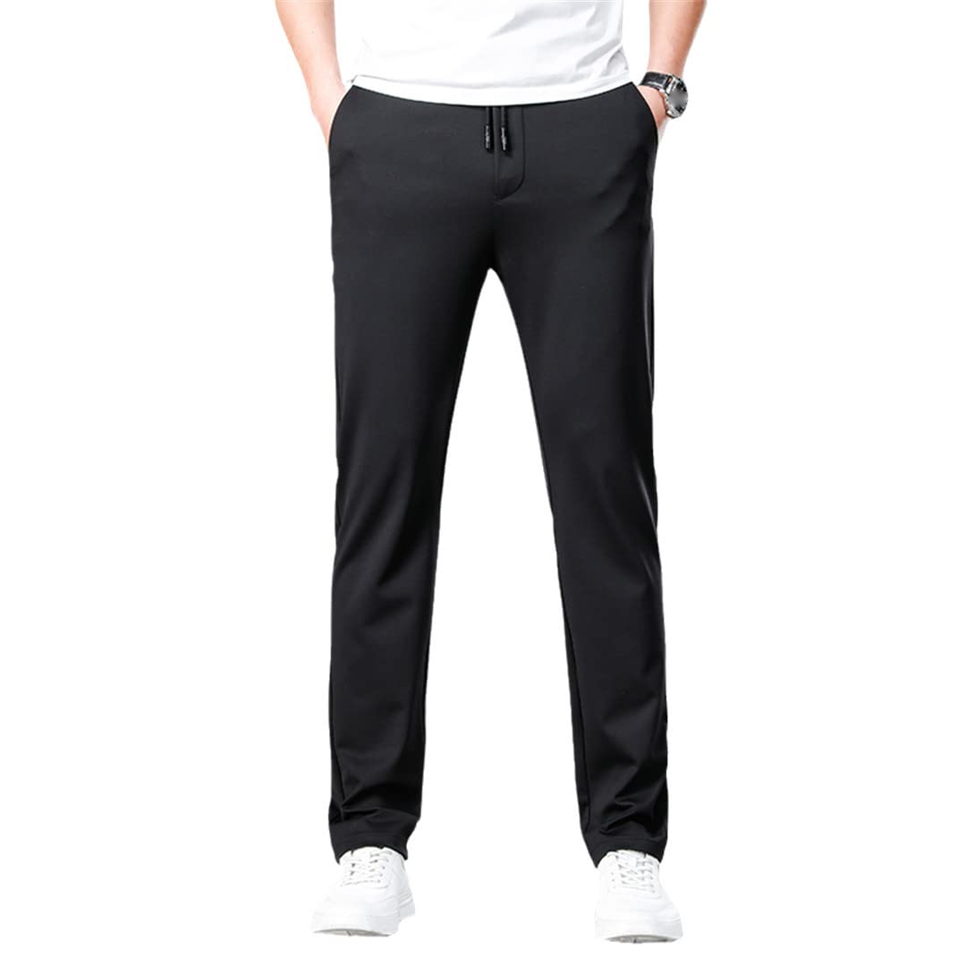 Suwequest Primavera Estate Uomo Pantaloni Sportivi Neri Sottili con Coulisse Pantaloni Casual Lavorati A Maglia da Uomo