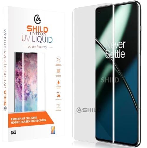 Image of Uyiton Curved UV Tempered Glass Screen Protector for OnePlus 11 | 9H Hardness | Fingerprint Compatible | HD Clarity | Full Coverage | Pack of 1