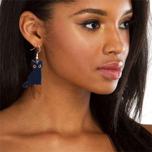 Kawaii Halloween Black Cat Earring for Women Lightweight Black Cats Dangle Earrings4