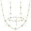 Gold Daisy Pearl Necklace&Drop Earrings&Bracelet-3PCS