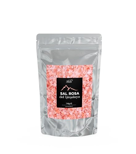 Sal Rosa del Himalaya Cristales 1 kg - Natural, Bajo en Sodio y Rico en Oligoelementos - Sin conservantes, colorantes y sin OGM