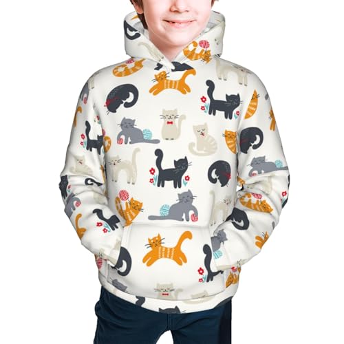 Cute Cats Kids Pullover Hoodies Boys Sweatshirts Girls Athletic Clothes with Pocket2
