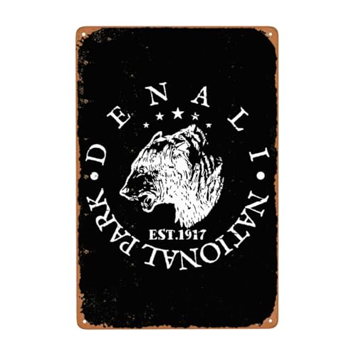 Denali National Park Vintage Tin Signs Retro Metal Wall National Park Decor For Garage Wall Decoration Garden Office Home Poster Retro 8x12 Inch