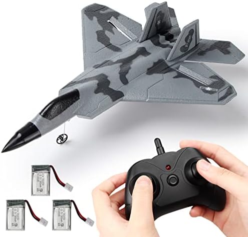 SIynhoo RC Plane -F22 Raptor Model Toy Airplane Glider, 2 Channels 2.4 GHz Remote Control Airplane Easy to Fly RC Jet,Kids & Beginners F22 Easy to Fly Toy for Fighter Model Glider