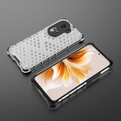 Image of Lustree for Back Cover Shockproof Double Protection Honeycomb Hard PC Back Cover for Oppo Reno11 5G -Transparent