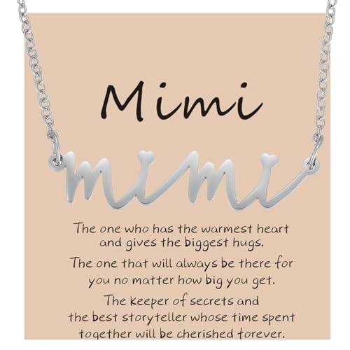 Kivosliviz Mimi Gift from Grandson Granddaughter Necklace Mimi Items for Women Mimi Grandma Necklace