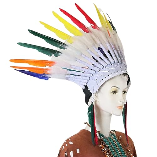 Btgghytr 女の子用 エスニックスタイル ヘッドバンド フェザー付き 演劇用ヘアフープ 女性 男性 仮面舞踏会 パーティー 写真撮影用ヘッドバンド かわいいヘアバンド