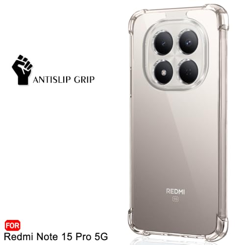 Image of TheGiftKart Crystal Clear Back Cover Case for Mi Redmi Note 15 Pro 5G | Shockproof Soft TPU Case | Cushioned Edges for Ultimate Protection Back Cover Case (TPU, Transparent)